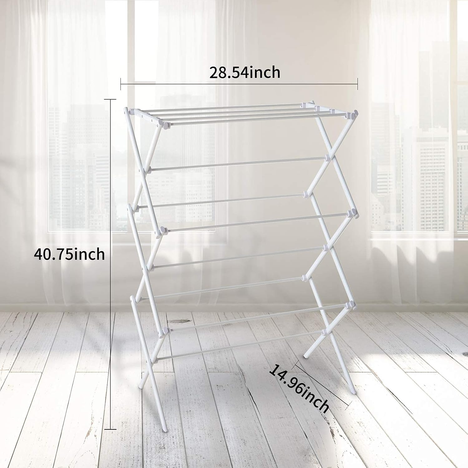 Regine Switzerland Foldable Clothes Drying Rack - Portable 3-Tier Laundry Organizer for Indoor/Outdoor Use, White