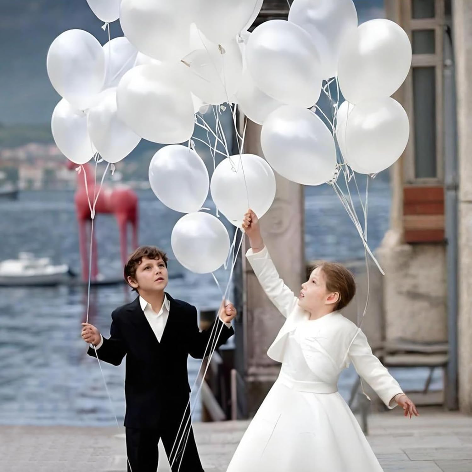 Pearl White Latex Balloons by [Brand Name] - 110pcs 12-Inch for Birthday Parties & Baby Showers