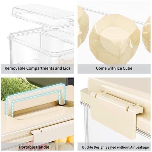 MineSign 3Pack Ice Chilled Condiment Caddy with 4 Removable Containers Taco Ingredient Server with Lid Cooled Garnish Caddy Tray for Taco Mimosa Bar Sauce Fruits&Veggies Mix