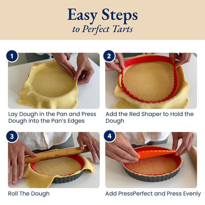 Classic All-in-One Tart Pan 9 Inch Removable Bottom Set with Patented Silicone Crust Shaper & Pie Weight - Quiche Baking Dish & Tart Molds for Baking Fruit Tarts, Pies & Quiches