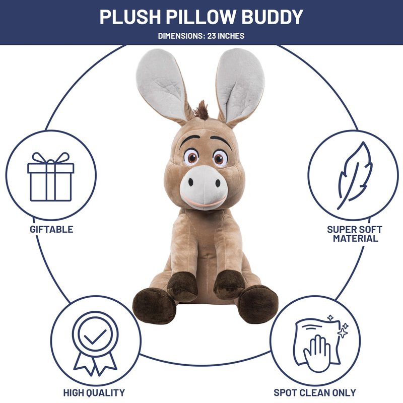 Shrek Donkey Plush Pillow Buddy - Super Soft Character Pillow - Polyester Microfiber, 23 Inches