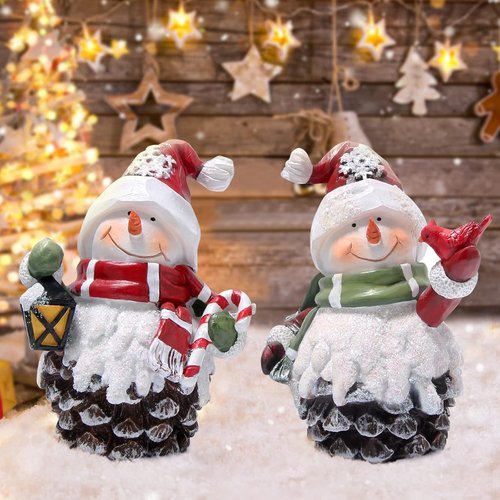 Hodao Handmade Resin Christmas Snowman Decorations - Adorable Indoor Winter Decor | Perfect Holiday Gifts