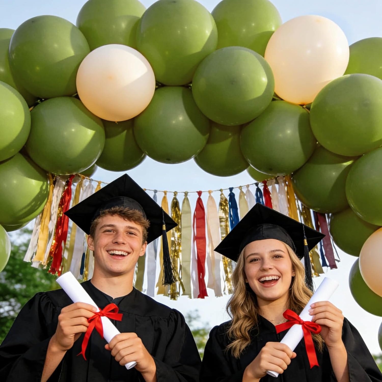 Olive Green Latex Balloons - 110pcs 12 Inch for Birthday Parties, Baby Showers & Weddings | Includes 2 Ribbons