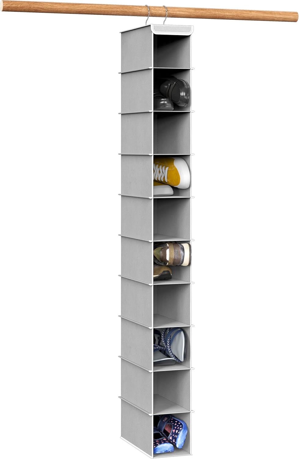 Simple Houseware 10-Shelf Hanging Shoe Organizer - Space-Saving Closet Storage, Grey