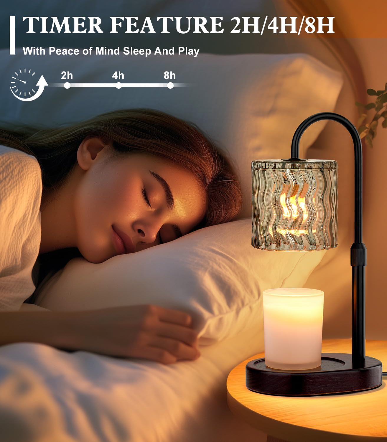 Skiennix Candle Warmer Lamp - Electric Timer & Dimmable Height Adjustable Burner for Scented Wax Melts