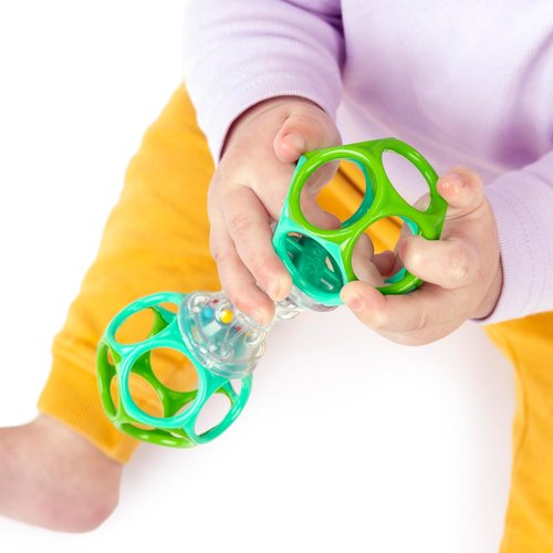 Bright Starts Oball Shaker Rattle Toy - Engaging Sensory Play for Newborns and Up