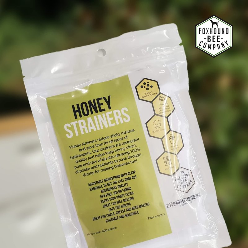 2 Pack Reusable and Washable 20"x18" Filter with Adjustable Drawstring for Straining and Filtering Honey, Wax, Beer, Nut Milk and More Through Nylon 600 Micron Mesh in a 5 Gallon Bucket