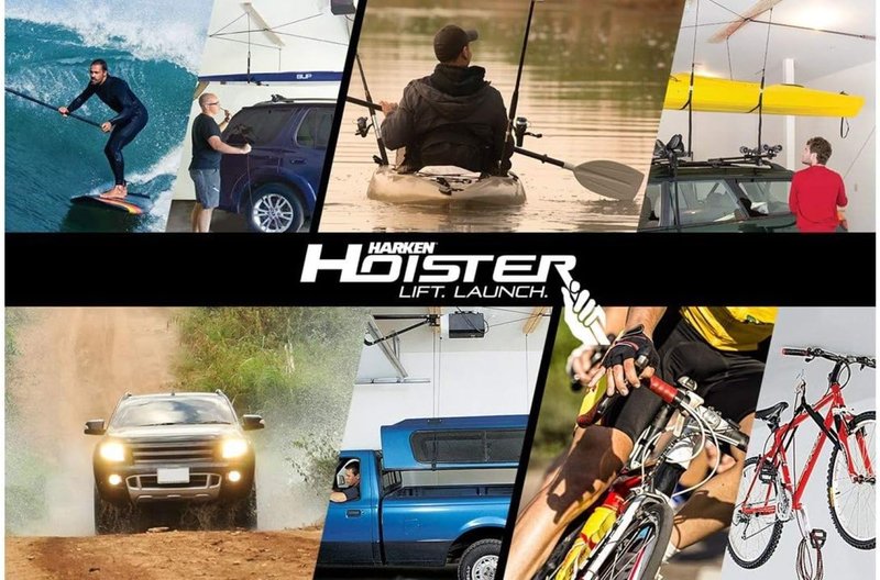 HARKEN Hoister - Overhead Garage Storage 1 Point Hoist System for Bikes, Ladders (45lb Capacity, 10ft Ceiling) Space-Saving Organization, Easy One-Person Operation, Safe Anti-Drop, Self-Leveling, 7800