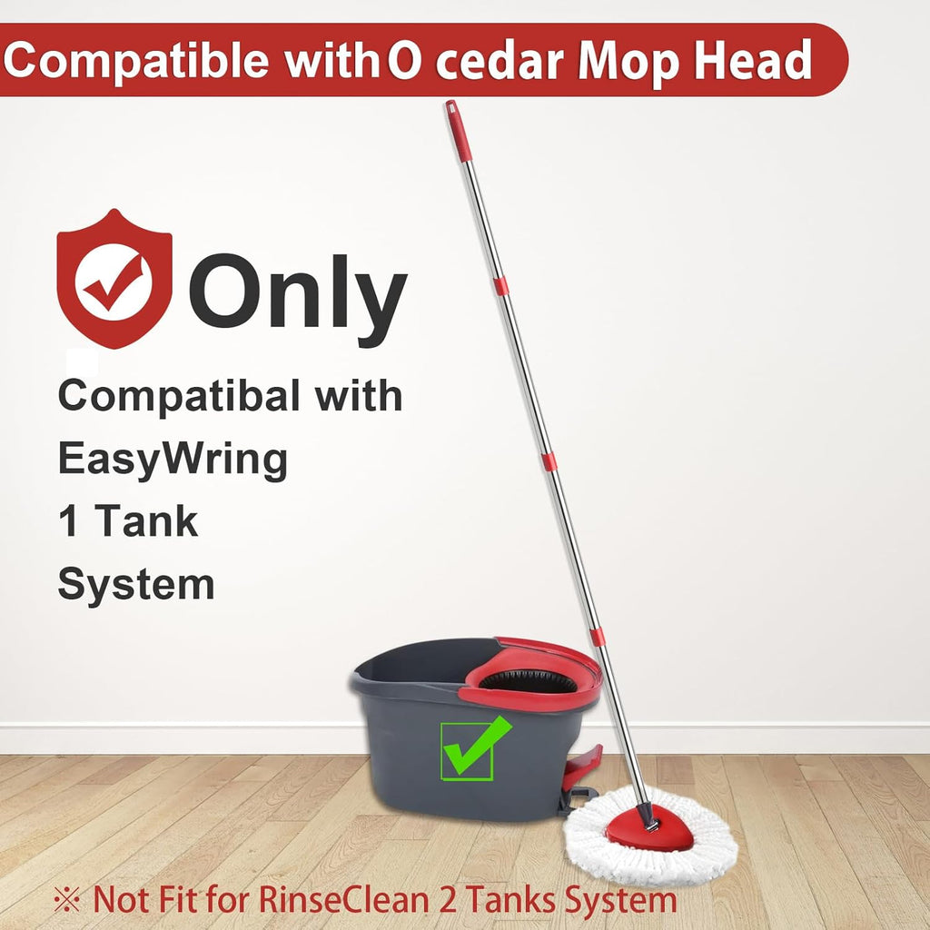 OCedar EasyWring Spin Mop Replacement Set - 2 Mop Heads, 1 Base & Adjustable Handle (30-58in) - White
