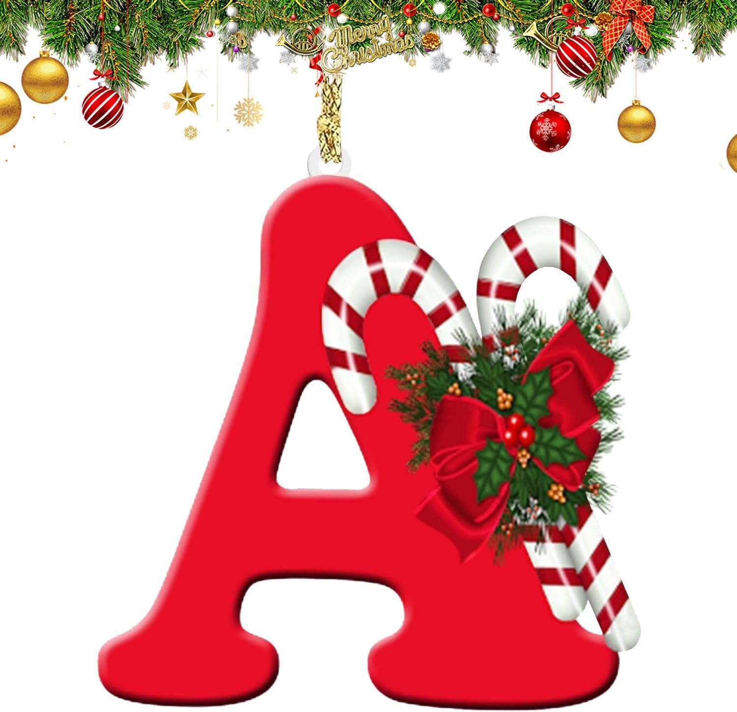 Skiennix 26 Letter Christmas Tree Ornaments - Personalized Hanging Alphabet Pendant | DIY Craft Gift (A)
