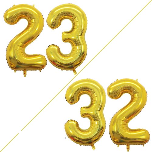 GOER 23rd Birthday Balloons - 42 Inch Jumbo Gold Foil Helium Balloons for Party Decorations