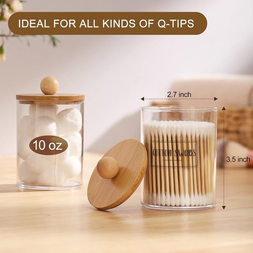 Bamboo Qtip Holders by [Brand Name] - 6-Pack Bathroom Storage for Cotton Balls, Swabs & Floss