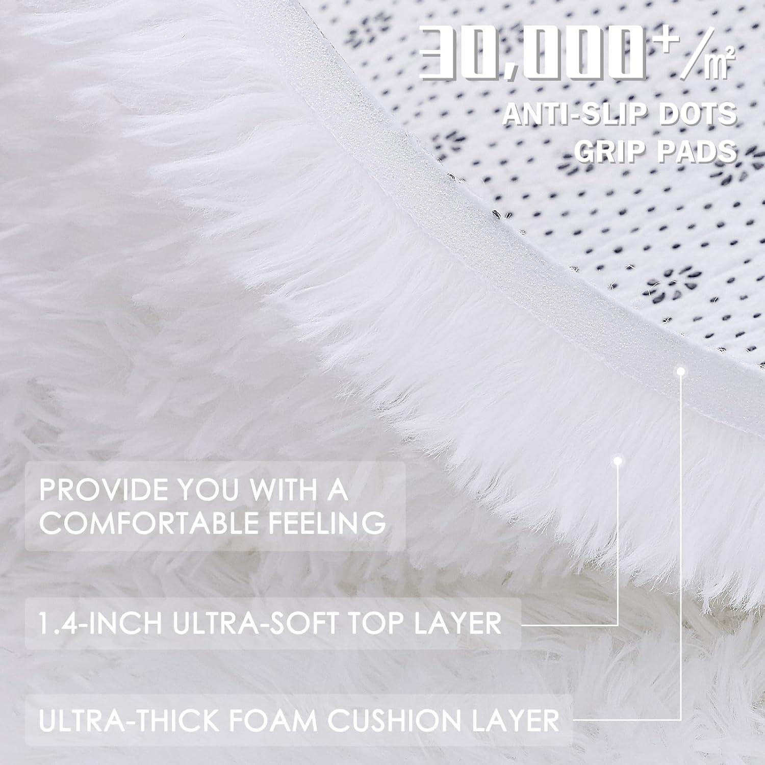 OLANLY Area Rug - Soft Fluffy Shaggy Design | Machine Washable 6x7 for Living Room & Bedroom Decor - White