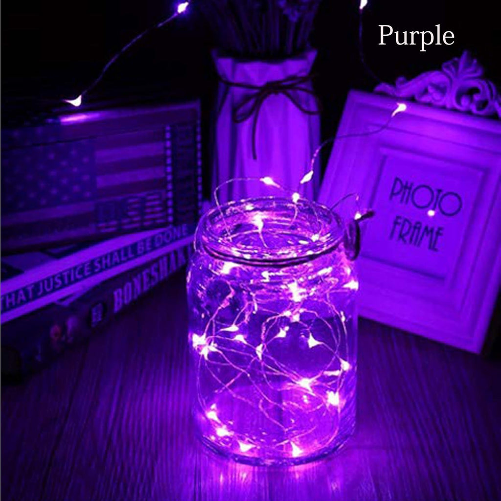 VOOKRY 30 LED Fairy Lights - 10 ft Waterproof Purple String Lights for Weddings, Parties & Decor