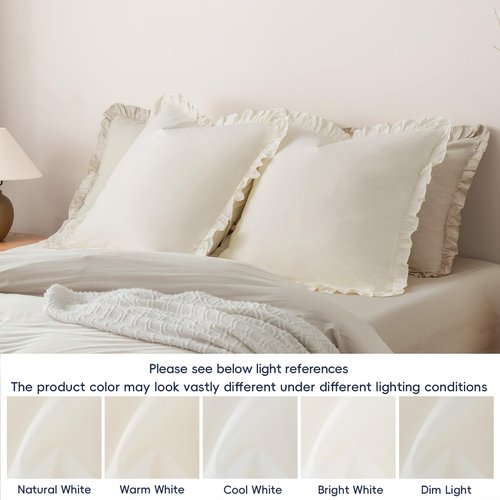 100% Washed Cotton Euro Shams with Ruffle, 2 Pack 26" x 26" Cotton Euro Sham Pillow Covers, No Insert, Ultra Soft Decorative Farmhouse Bedding for Bed Sofa, Cannoli Cream
