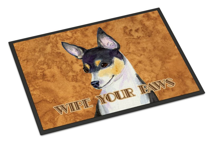 Caroline's Treasures SS4882JMAT Toy Fox Terrier Wipe Your Paws Doormat 24x36 Front Door Mat Indoor Outdoor Rugs for Entryway, Non Slip Washable Low Pile, 24H X 36W