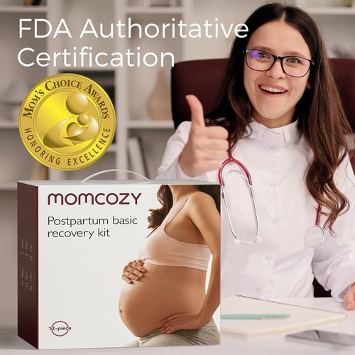 Momcozy Postpartum Recovery Kit - Self-Absorbent Underwear, Nursing Pads & Peri Bottle Set