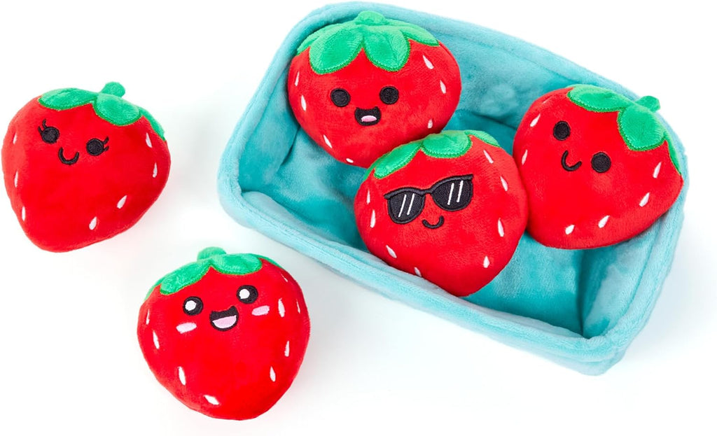 Relatable Emotional Support Strawberries - Cuddly Plushies Set with 5 Toys & Carrying Basket | Perfect Gift for All Ages