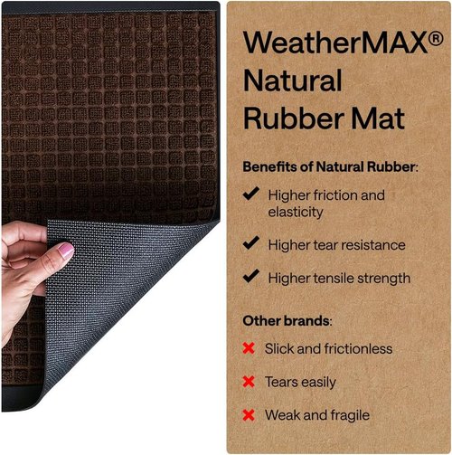 GORILLA GRIP Waterproof All-Season WeatherMAX Doormat - 72x24 Natural Rubber, Stain & Fade Resistant, Easy Clean