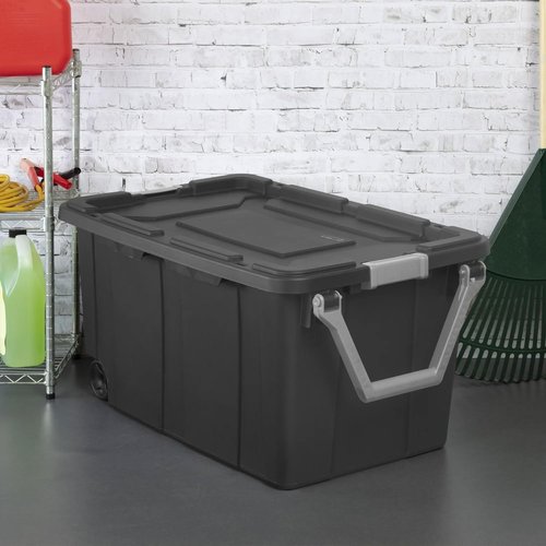 Heavy-Duty Wheeled Storage Bins by [Brand Name] - 40 Gallon Totes with Secure Latch Lids for Garage & Moving (Gray) - 2 Pack