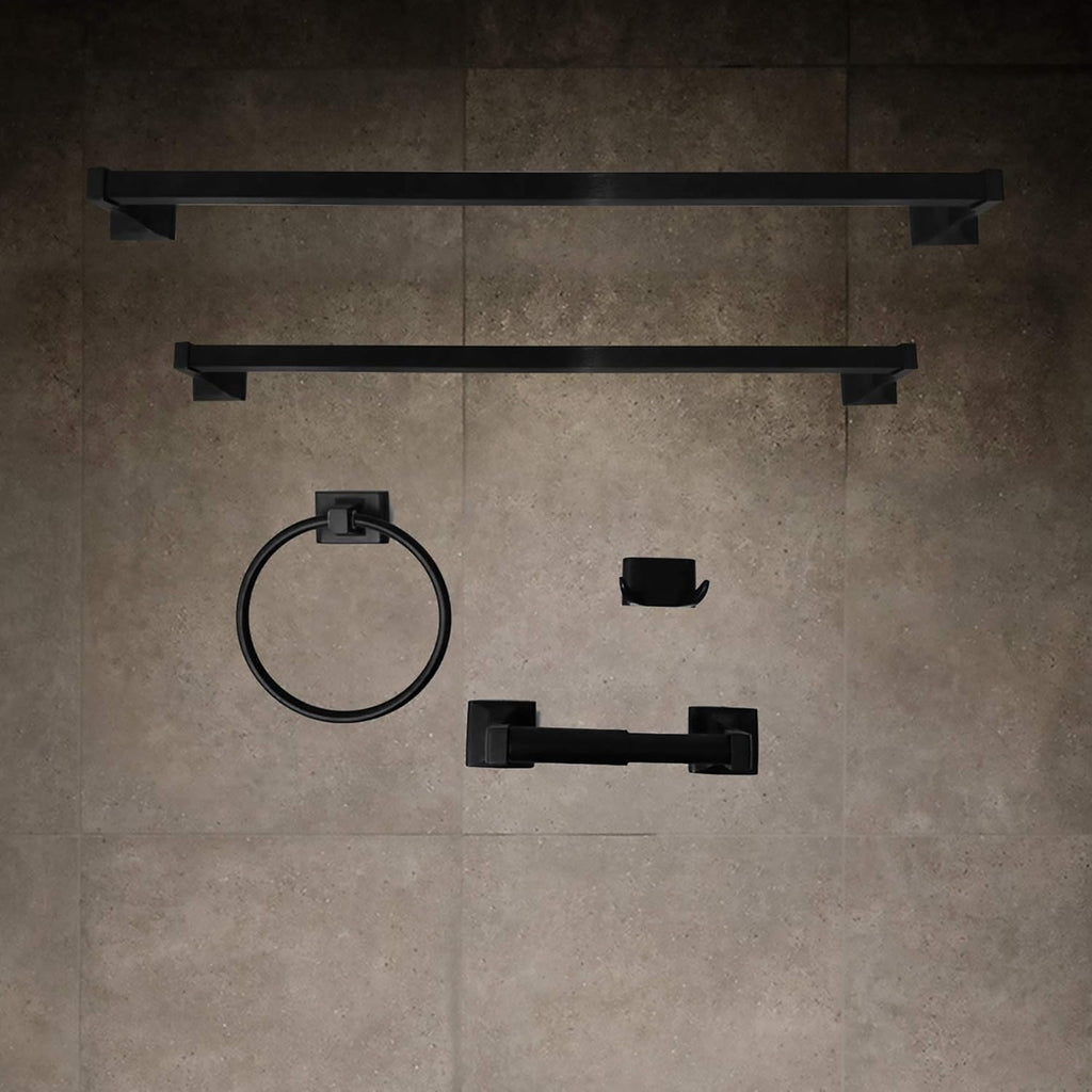 SENTO Black Toilet Paper Holder - Wall-Mounted Double Post Design | Heavy-Duty Metal, Easy Installation