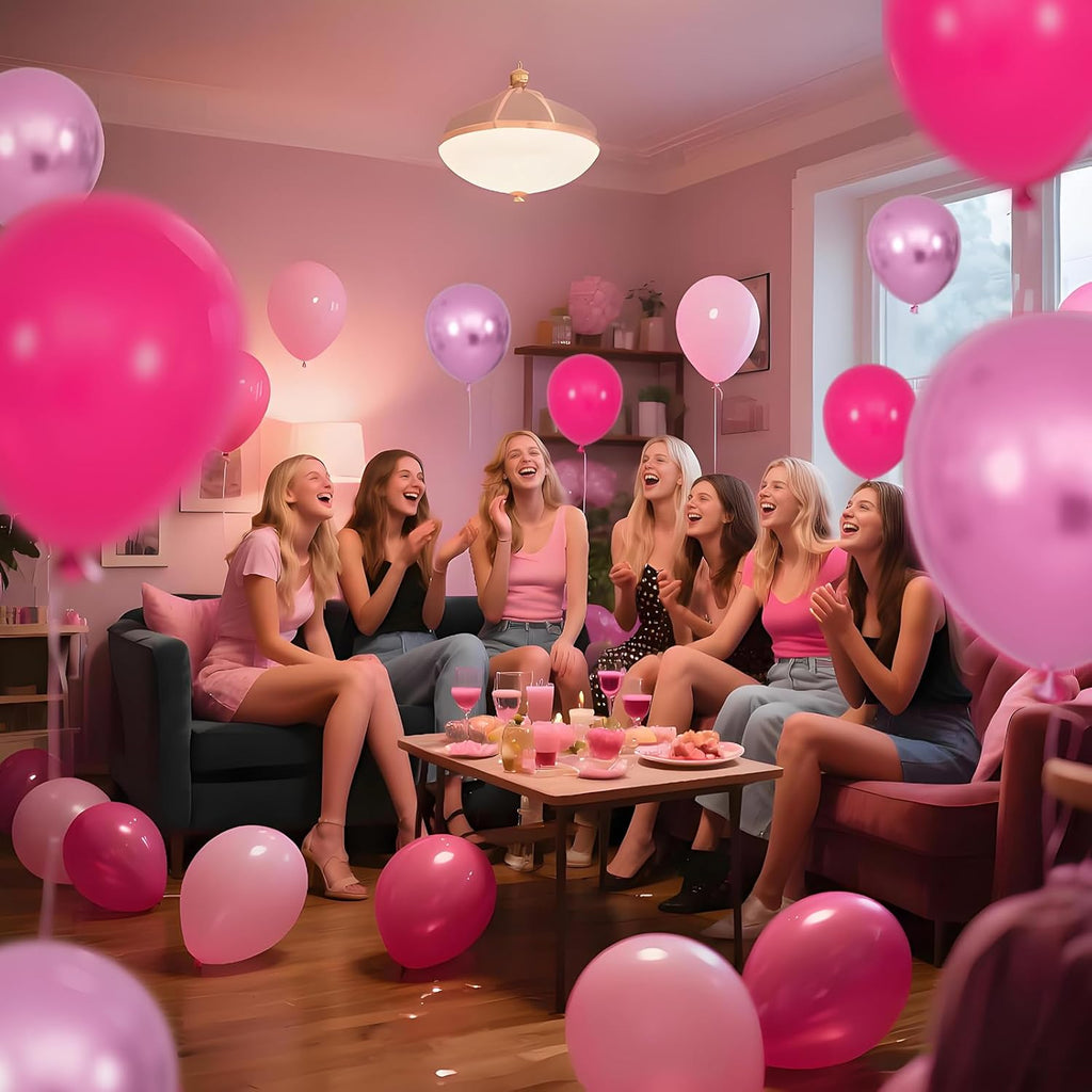 Skiennix 100Pcs Pink Balloons - 12 Inch Hot Pink & Light Pink Metallic for Birthday & Baby Shower Decor