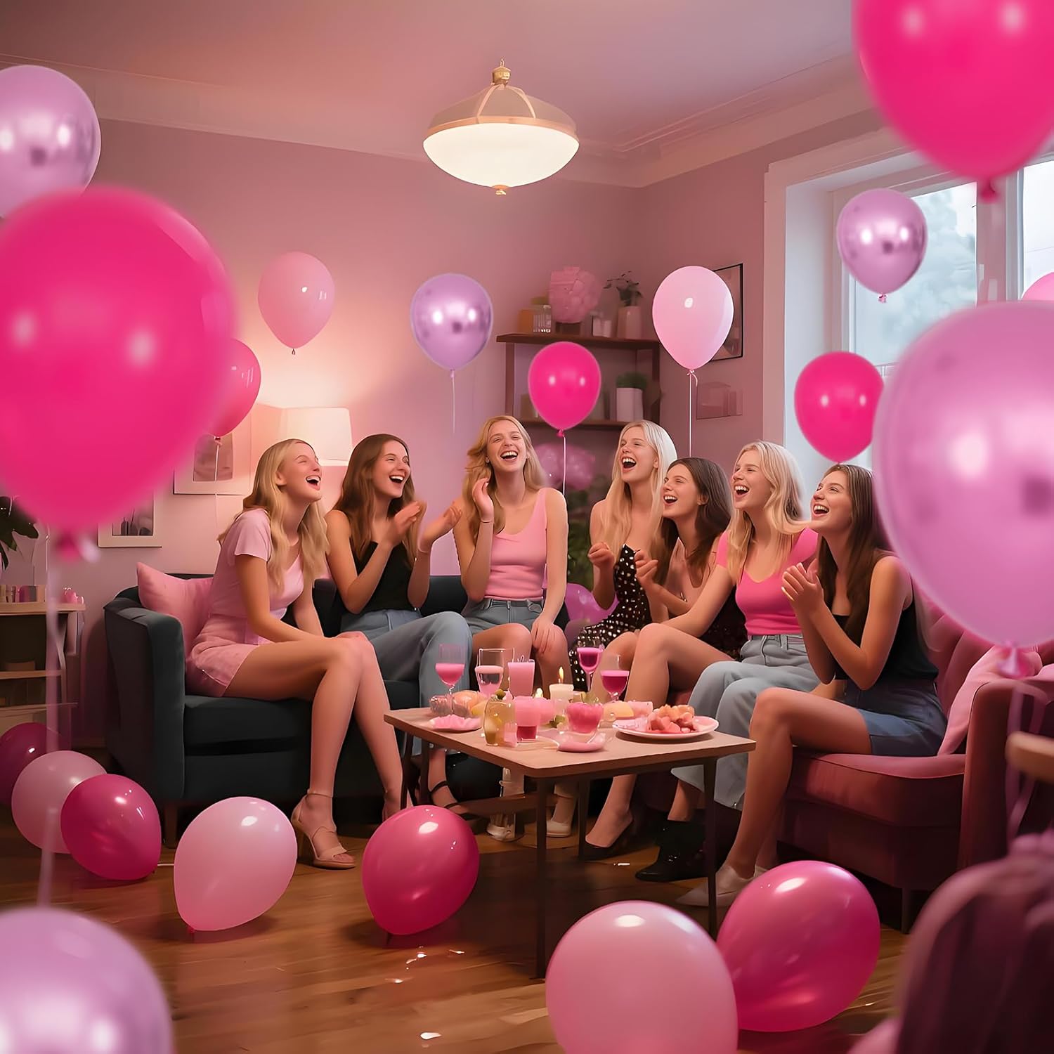 Skiennix 100Pcs Pink Balloons - 12 Inch Hot Pink & Light Pink Metallic for Birthday & Baby Shower Decor