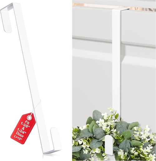 Heavy Duty Steel Wreath Hanger by [Brand Name] - Reversible Over The Door Hook for Spring & Easter Decor | Fits Doors Up to 1-3/4”