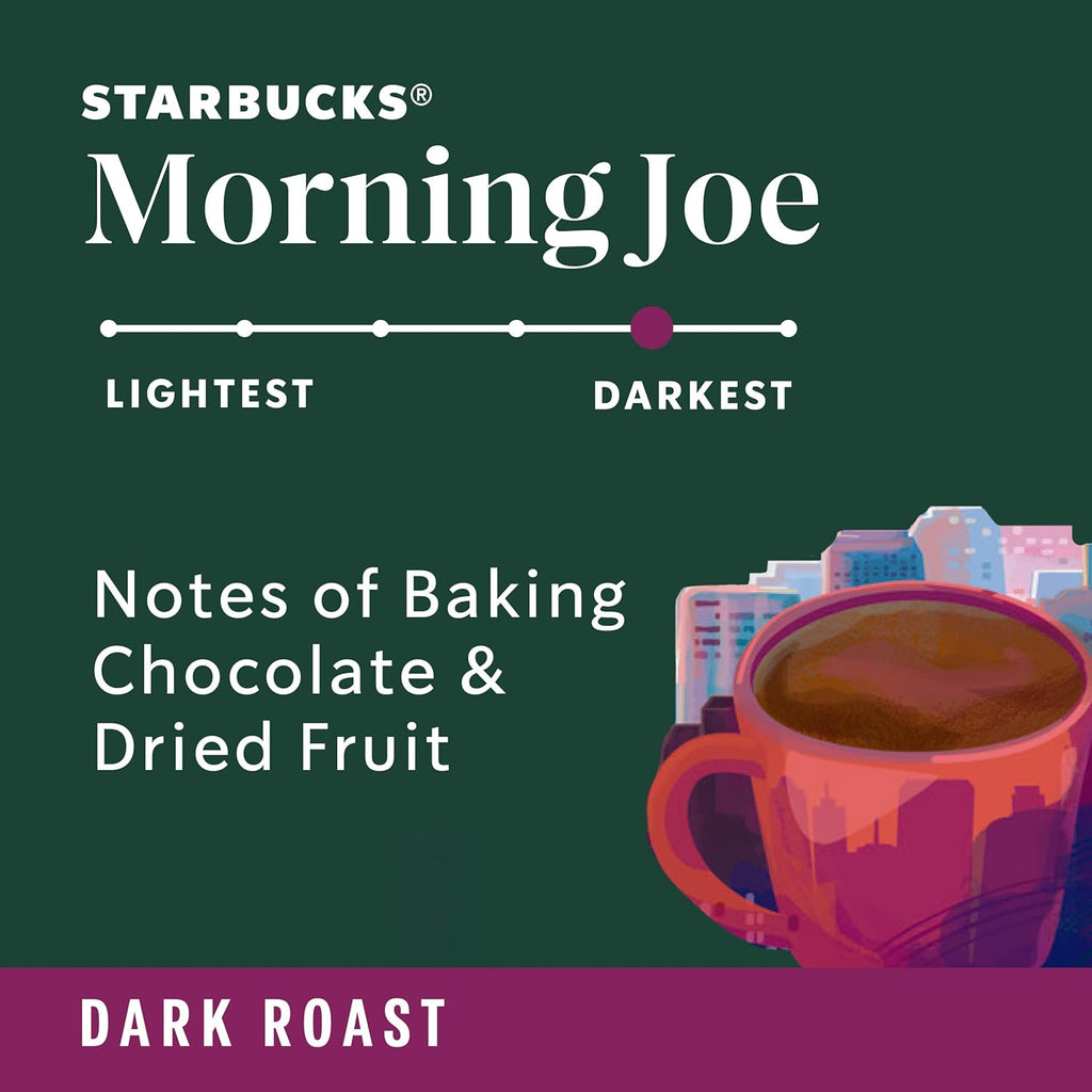 Starbucks Ground Coffee - Dark Roast for Hot or Iced Beverages | Six 12 oz Bags of Morning Joe
