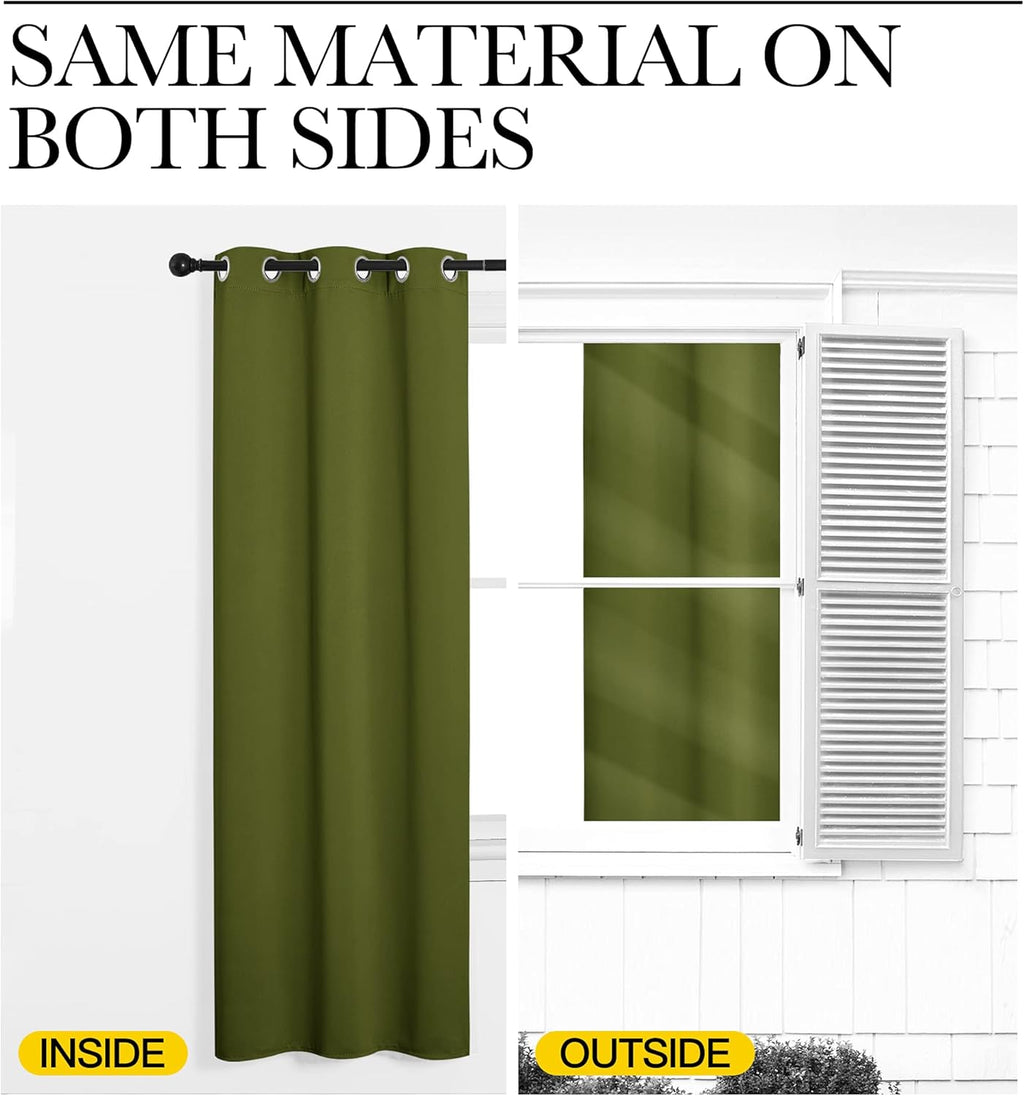 NICETOWN Blackout Window Curtain Panels - Thermal Insulated Draperies, Olive Green | 34 x 84 Inches (One Pair)