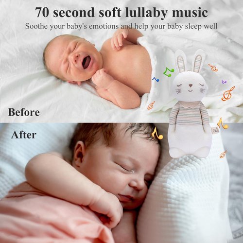 Mrs. Bunny Soft Cotton Stuffed Bunny Toy - Lullaby Music for Newborns & Infants 0-6 Months | Perfect Easter Gift