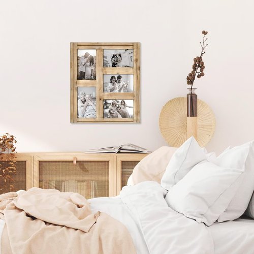 JUMBO DECOR Family Tree Picture Frame, 8 Opening Pictures Frame Collage (4 4''x6'', 4 4''x4'') Photo Frames for Wall Decor Modern Farmhouse Family Photo Frames for Wall Living Room Bedroom (Black)