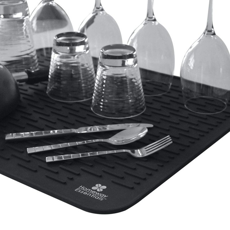 Silicone Dish Drying Mat - 21 x 18 - Extra Large Counter Top Dish Draining Sink Mat, Large Silicone Trivet (EXTRA LARGE, GREY)