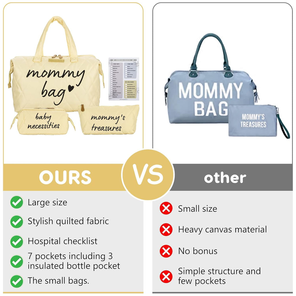 PeraBella Mommy Hospital Bag - Stylish Diaper Tote for New Moms | Spacious & Functional Design