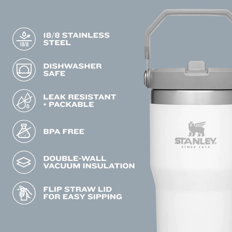 STANLEY IceFlow Flip Straw Tumbler with Handle 30 oz | Twist On Lid and Flip Up Straw | Leak Resistant Water Bottle | Insulated Stainless Steel |BPA-Free | Lapis