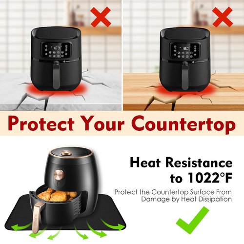 Heat Resistant Mats for Countertop,16x24 in Silicone Heat Resistant Mat for Air Fryer, Fireproof Pad for Coffee Maker,Toaster, Oven, Kitchen Countertop Protector Compatible with Ninja,COSORI, 2PCS