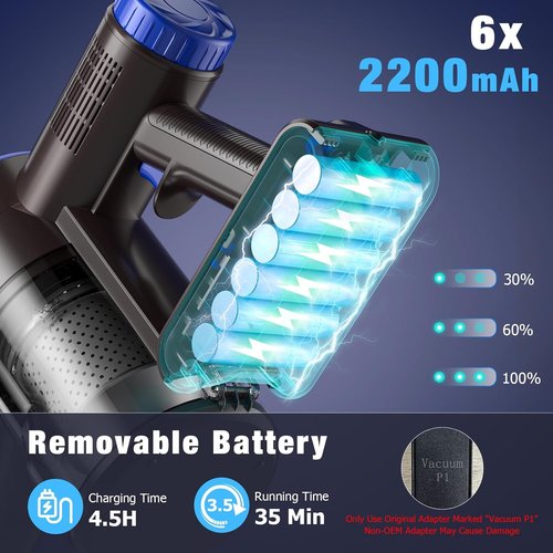 Airdiyaa Cordless Vacuum Cleaner - 40Kpa Powerful 8-in-1 Lightweight Design | Self-Standing, 1.5L Dust Cup, Rechargeable