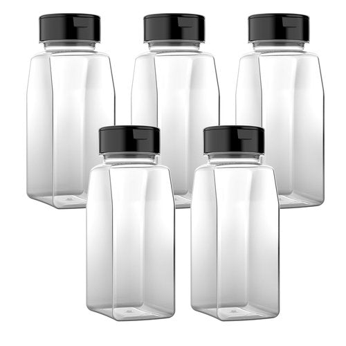 Mountain West Plastic Spice Jar with Shaker Lid (16 fl OZ-5 Pack) Refillable, Use for Kitchen Organization