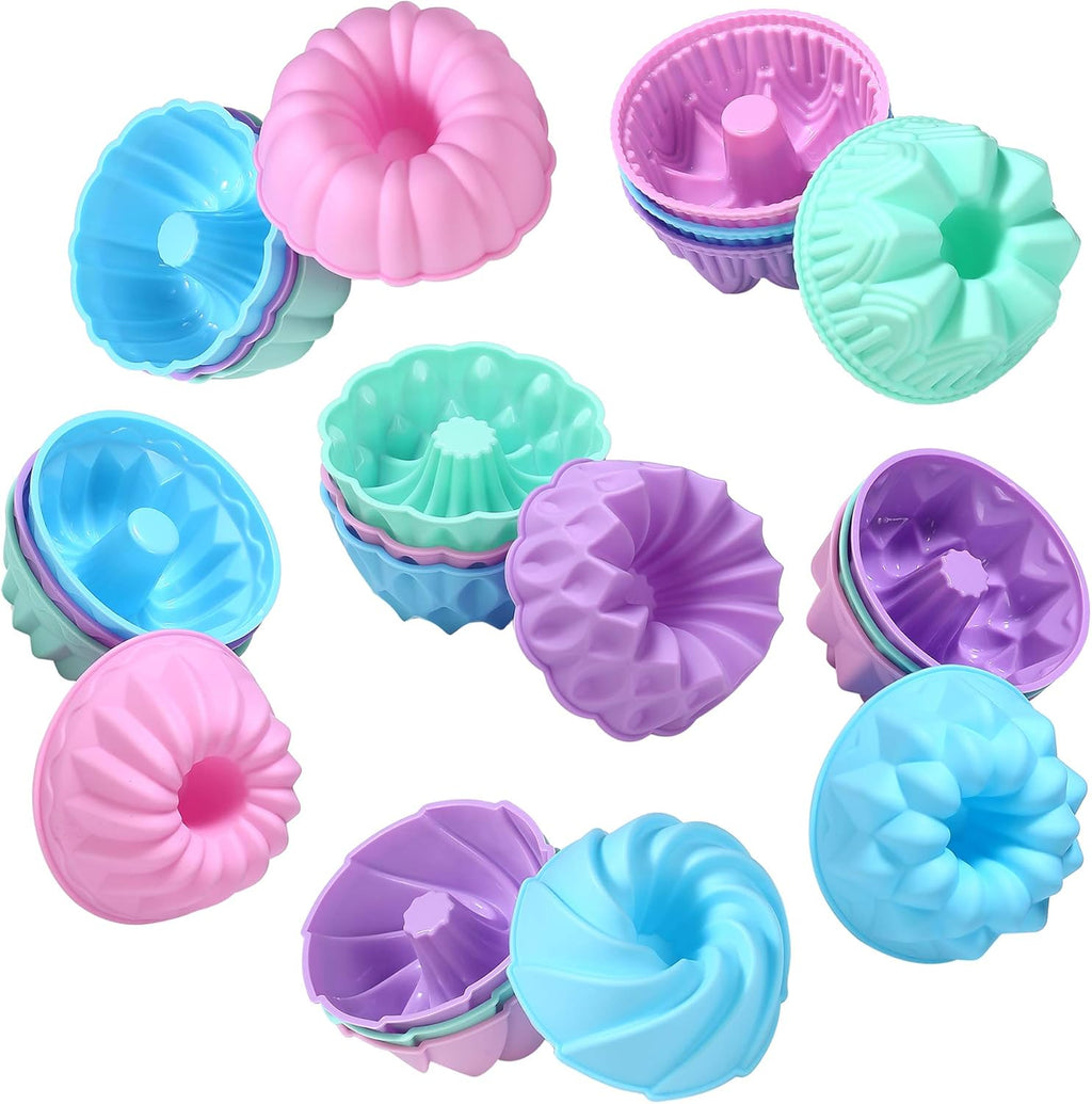 Skiennix Silicone Donut Mold - 24-Pack Nonstick Baking Cups | 3-Inch Oven & Dishwasher Safe