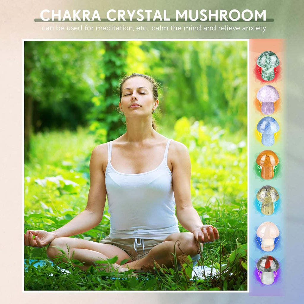Skiennix Mini Crystal Mushroom Gemstone Sculptures - Polished Witchcraft Decor | 48 Pcs Retro Style