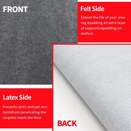 Waterproof Rug Pad Round 7-Foot Waterproof Non-Slip Rug Pad Non-Slip Rug Pads for All Floors and Finishes, Felt Pad for Hardwood Floors, Keeps Carpets in Place Soft and Safe (7TF)