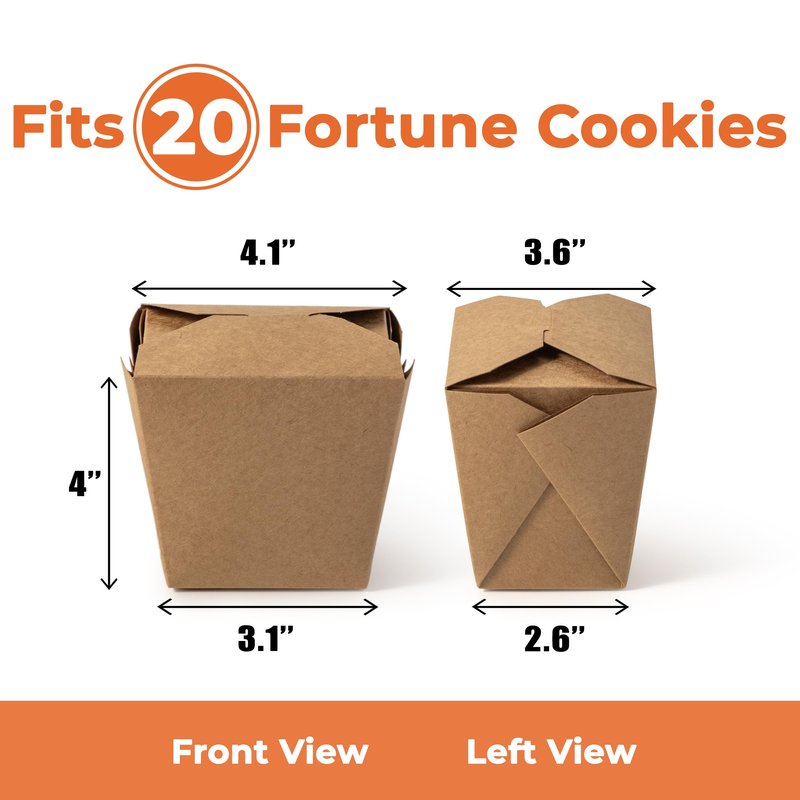 Fit Meal Prep 50 Pack 8 oz Chinese Take Out Boxes - 3 x 2.5” Plain Kraft Paperboard Food Containers, Leak and Grease Resistant Pint Size Asian Rectangle To Go Boxes, Candy Buffet Box and Party Favors