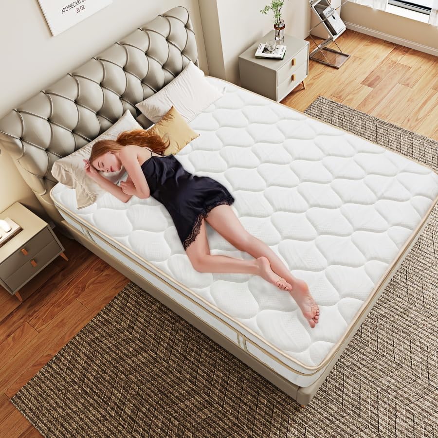 Skiennix Hybrid Mattress - Twin Size, Medium Firm, Memory Foam & Pocket Springs, Euro Top, Motion Isolation, CertiPUR-US (10 Inch)