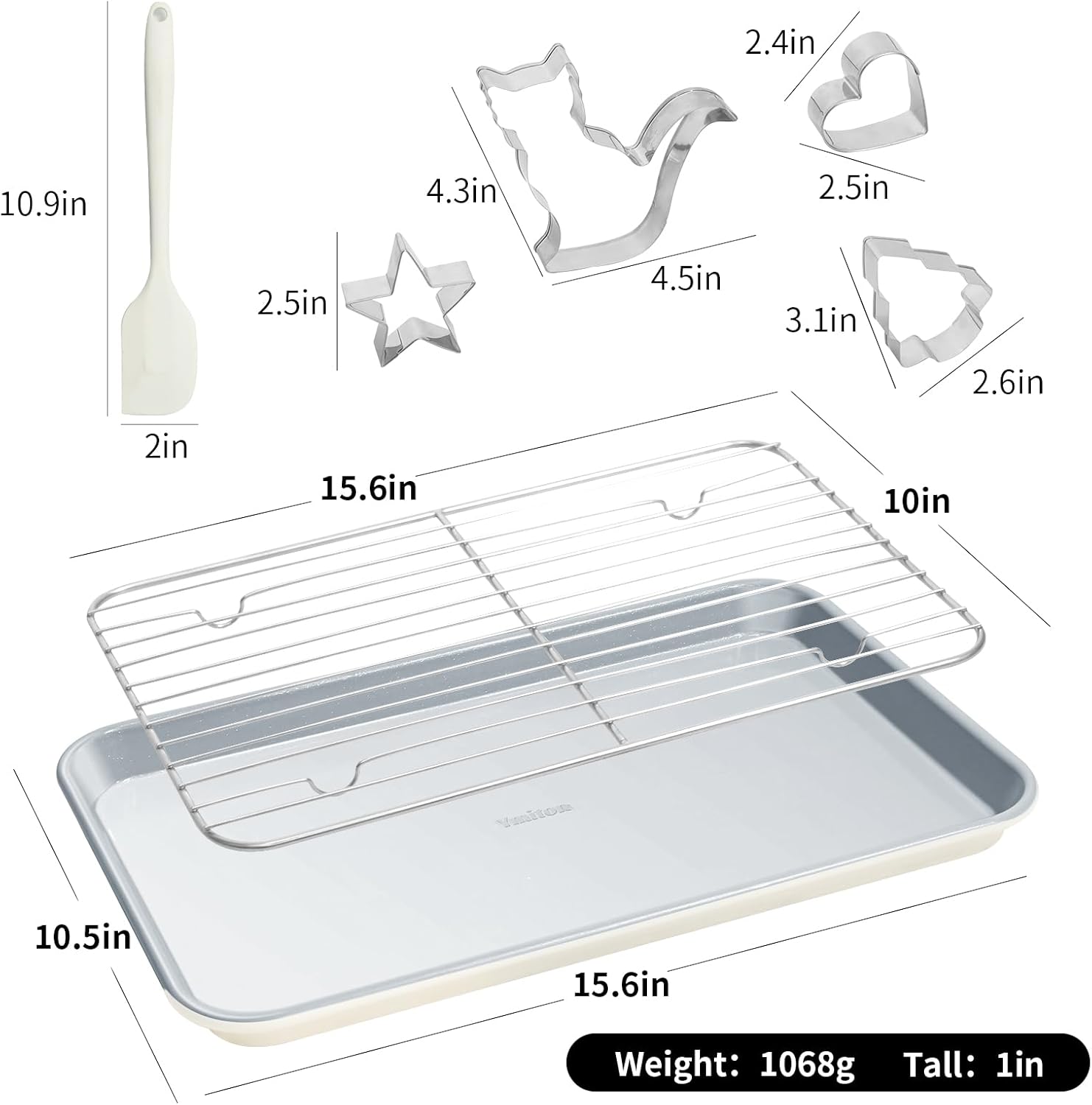 Skiennix 7PCS Ceramic-Coated Baking Sheet Set - Non-Stick Jelly Roll Pan & Accessories | Oven Safe to 550°F, Sunshine Cream