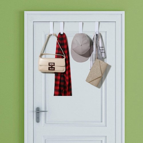 Jetec Over The Door Clothes Hooks - 8 Pcs White Hanging Hanger Set for Home & Kitchen | 4.72 Inch Long