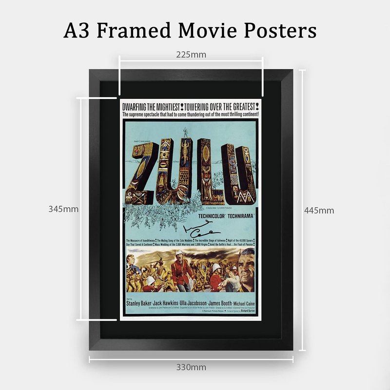 HWC Trading Zulu Michael Caine Gifts Printed Signed Autograph Picture for Movie Memorabilia Fans - 16" x 12" Framed