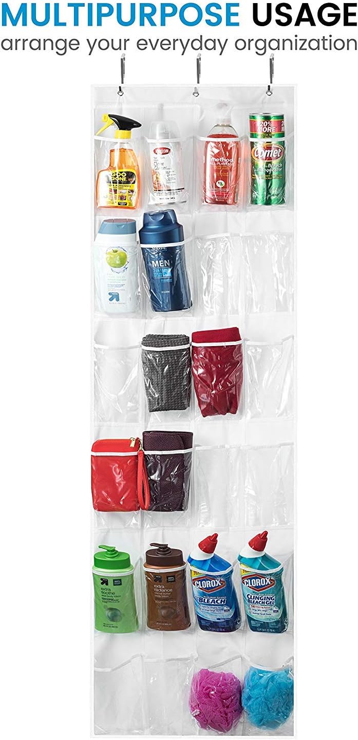 ZOBER Over The Door Shoe Organizer - 24 Pocket Hanging Rack for Shoes, Towels & Toys | Space-Saving Storage Solution