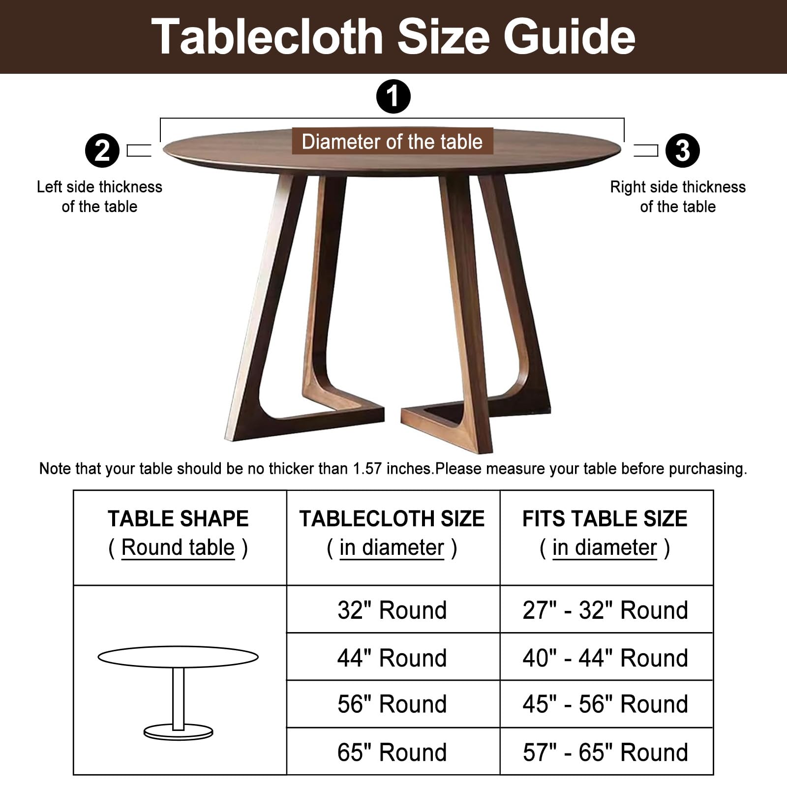 Runqiju Round Fitted Tablecloth with Elastic Edge, Flannel Backed Vinyl Tablecloths, Wipeable Waterproof Plastic Table Cloth Fits 40" - 44" Round Table for Dining, Camping, Indoor and Outdoor, Beige