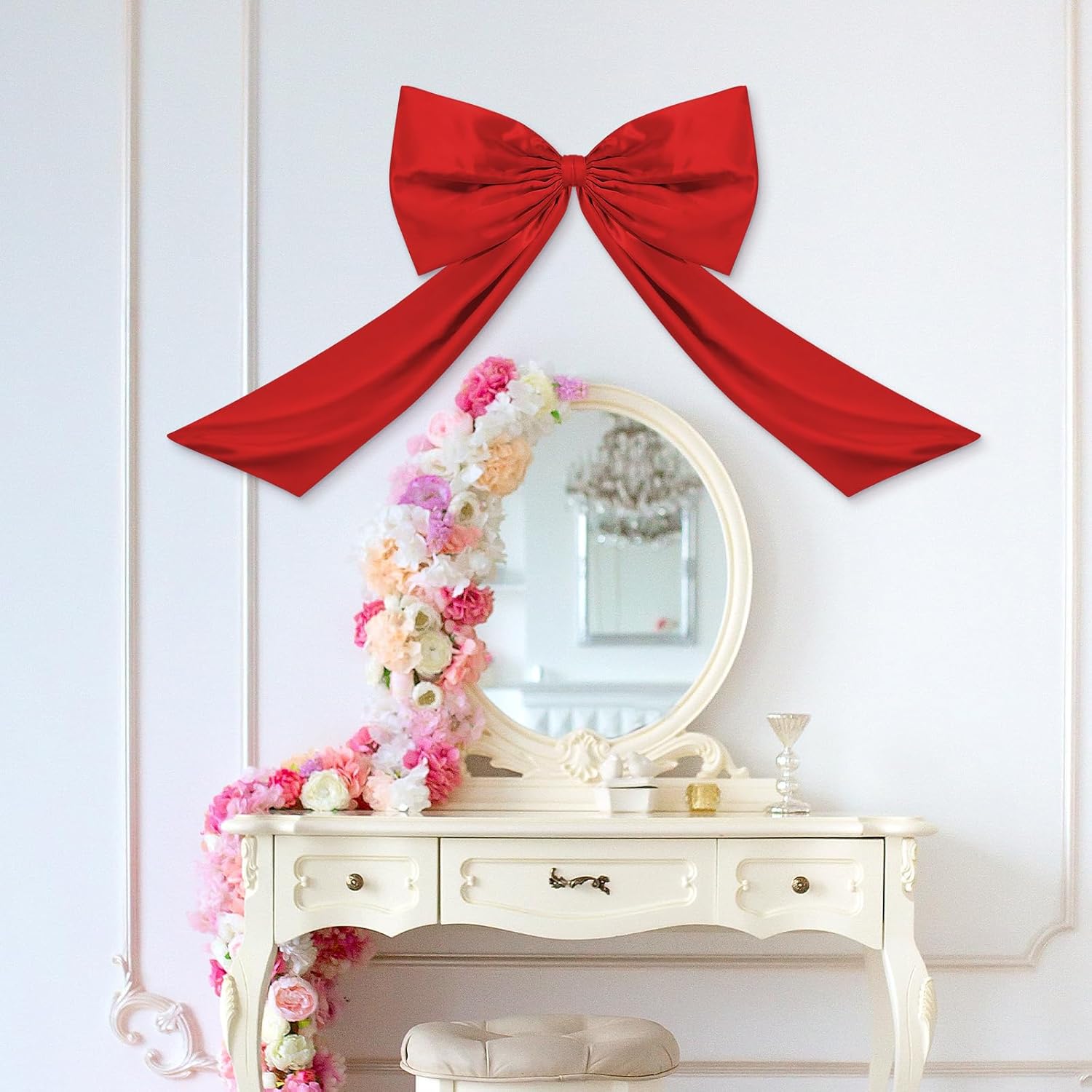 Wavwavw Large Red Bow Decor - Giant Satin Ribbon Tie for Party & Wedding Backdrop | 18 x 24 Inches