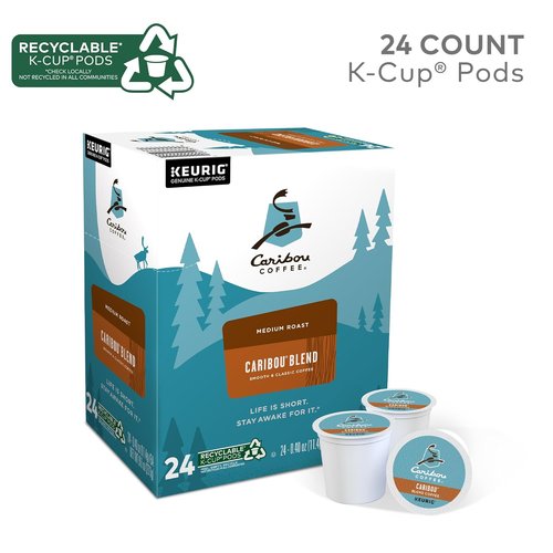 Caribou Coffee K-Cup Pods - Caribou Blend Medium Roast Coffee | 24 Single-Serve Pods